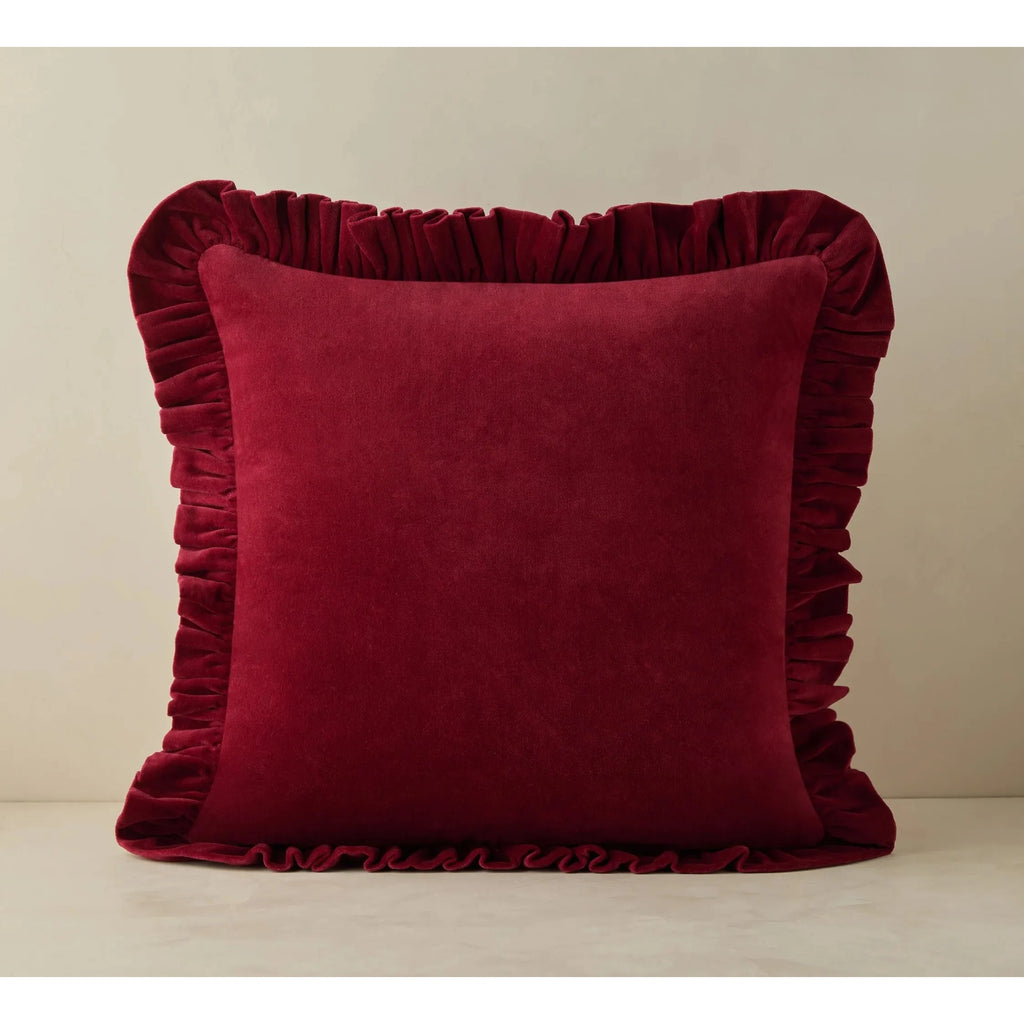 Velvet Cushion Covers with Ruffle Floral Design for Sofa & Living Room - photo 2