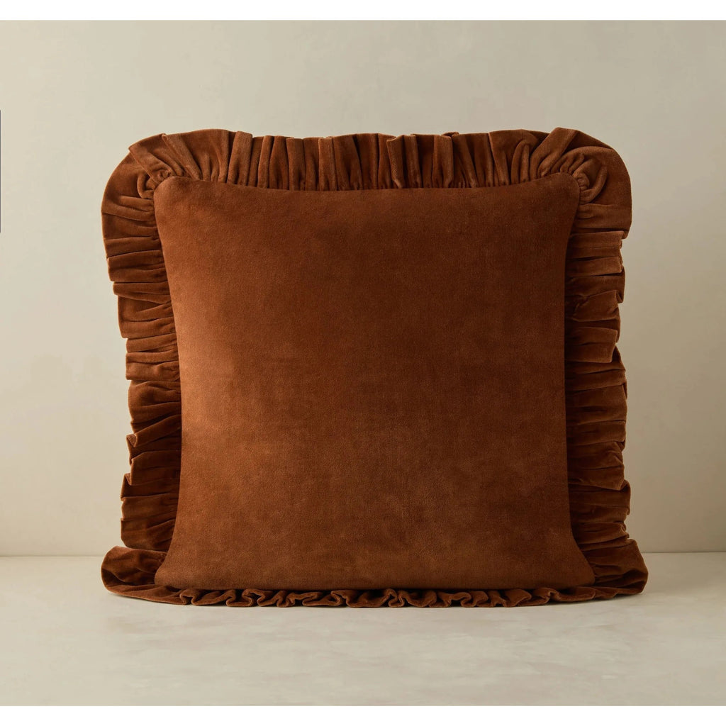 Velvet Cushion Covers with Ruffle Floral Design for Sofa & Living Room - photo 3