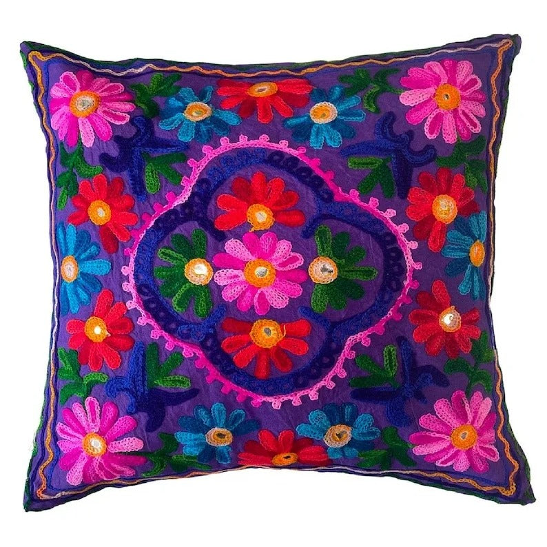 Suzani Embroidered Cushion Covers - Handmade Sofa Décor Set for Home - photo 4