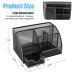 Mesh Desk Organizer with 6 Compartments and 1 Drawer Storage - photo 3