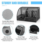 Mesh Desk Organizer with 6 Compartments and 1 Drawer Storage - photo 4