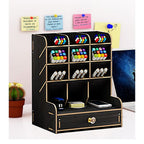 Multi Compartment Bamboo Desk Organizer for Pens & Stationery - photo 3