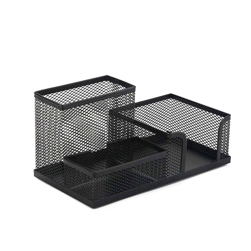Mesh Desk Organizer 3 Compartments Pen Holder Office Storage Caddy - photo 1