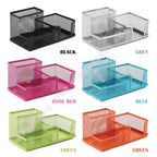 Mesh Desk Organizer 3 Compartments Pen Holder Office Storage Caddy - photo 3