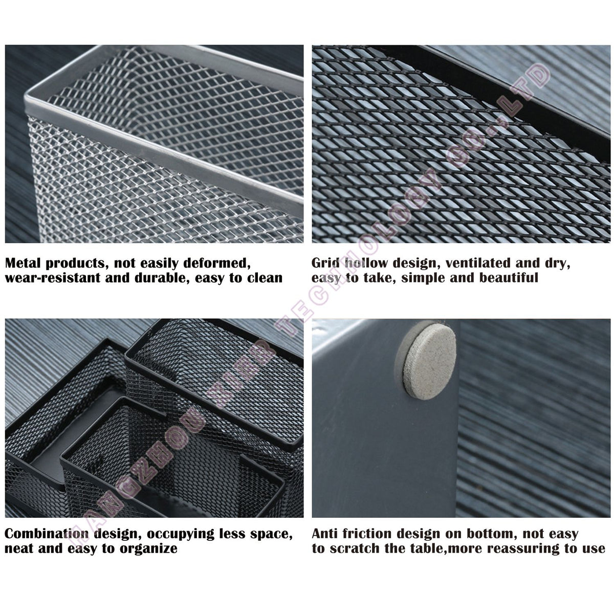 Mesh Desk Organizer 3 Compartments Pen Holder Office Storage Caddy - photo 4