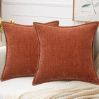 Velvet Chenille Cushion Cover Blue Farmhouse Pillow Case With Trim - photo 4