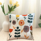 Embroidered Floral Cushion Cover - Square Cotton Sofa Accent Piece - photo 2