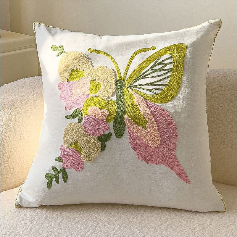 Butterfly Embroidered Cushion Cover - Decorative Throw Pillow Case - photo 4