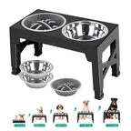 Adjustable Elevated Dog Feeder Stand with Steel Bowls for Pets - photo 3