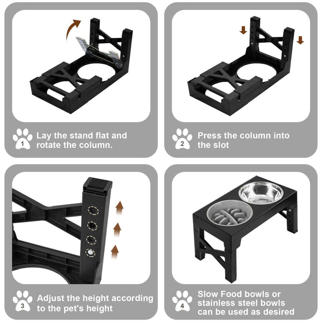 Adjustable Elevated Dog Feeder Stand with Steel Bowls for Pets - photo 4