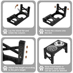 Adjustable Elevated Dog Feeder Stand with Steel Bowls for Pets - photo 4