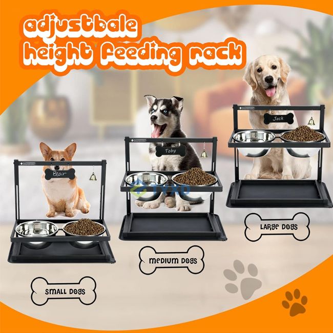 Elevated Dog Bowl Stand with Stainless Steel Bowls for Large Dogs - photo 2