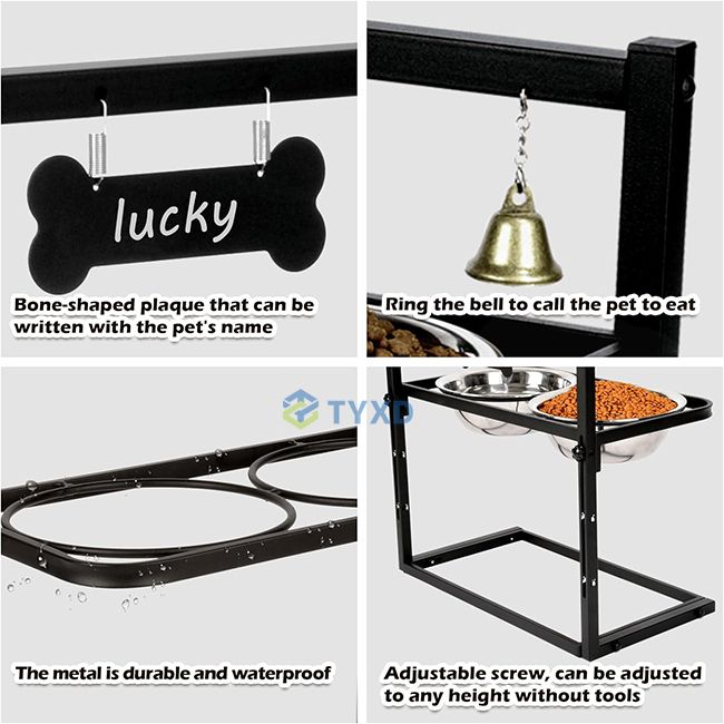 Elevated Dog Bowl Stand with Stainless Steel Bowls for Large Dogs - photo 4