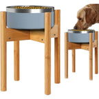 Elevated Pet Bowl with Wooden Stand for Cats and Dogs Feeding - photo 1