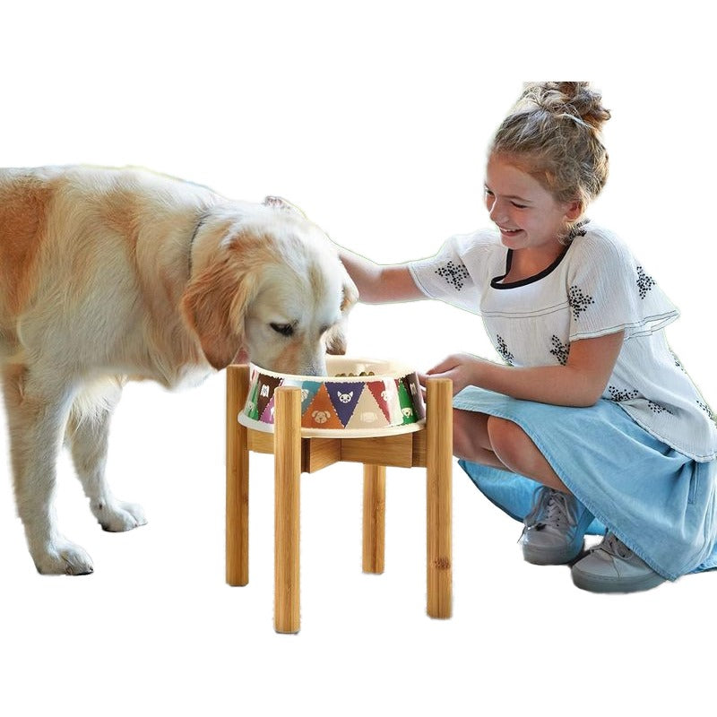Elevated Pet Bowl with Wooden Stand for Cats and Dogs Feeding - photo 2