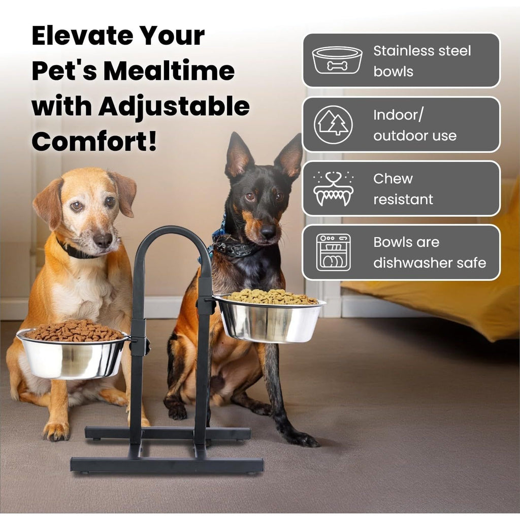 Elevated Dog Bowls Adjustable Raised Stand for Small Pets with 2 Bowls - photo 2