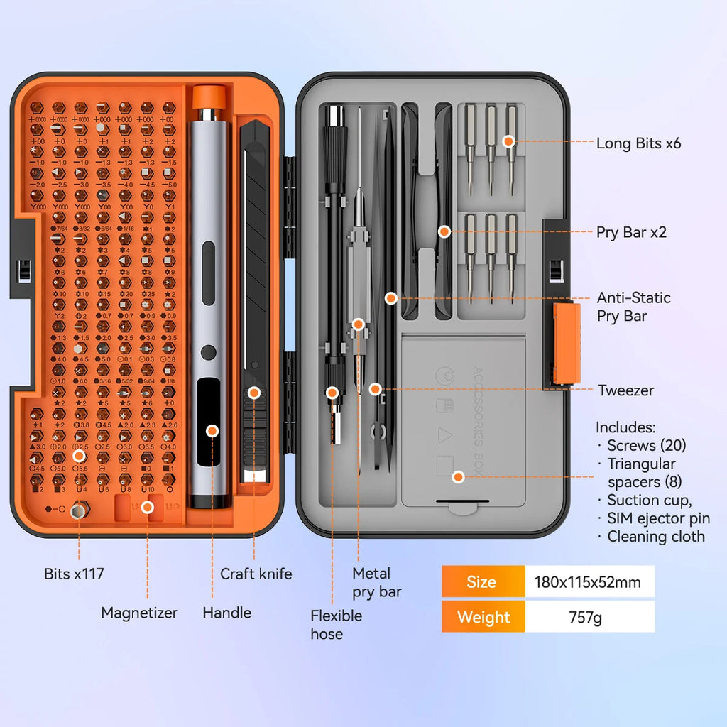 167 in 1 Electric Precision Screwdriver Set with Digital Display - photo 3