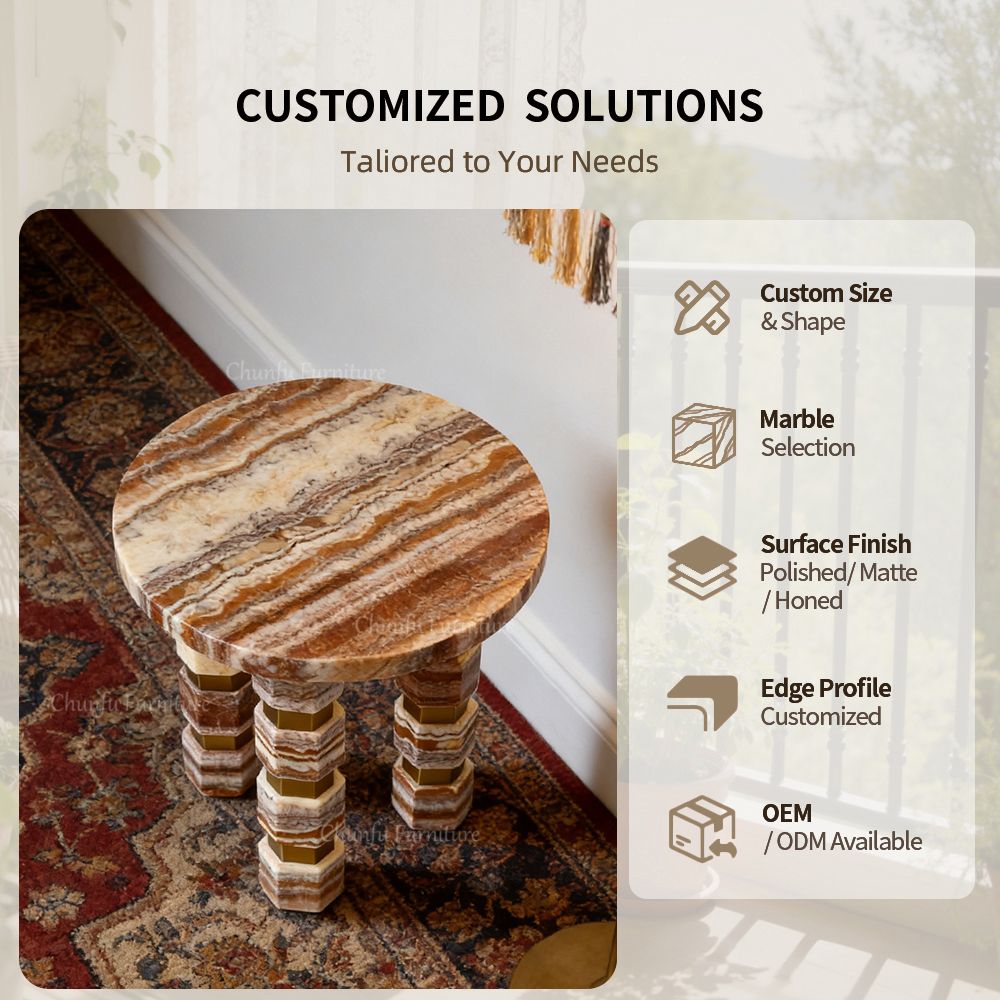 Travertine Side Table Natural Stone Top Irregular Wood End Table - photo 4