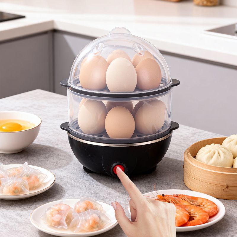 Egg Boiler Electric Double Layer Rapid Egg Cooker Breakfast Maker - photo 3