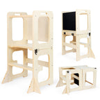 Bamboo Folding Step Stool for Kids - Adjustable Montessori Helper - photo 1