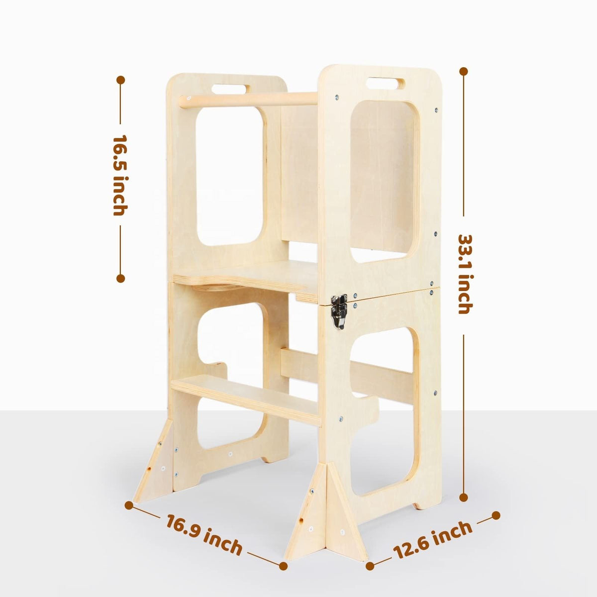 Bamboo Folding Step Stool for Kids - Adjustable Montessori Helper - photo 3