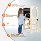 Bamboo Folding Step Stool for Kids - Adjustable Montessori Helper - photo 4