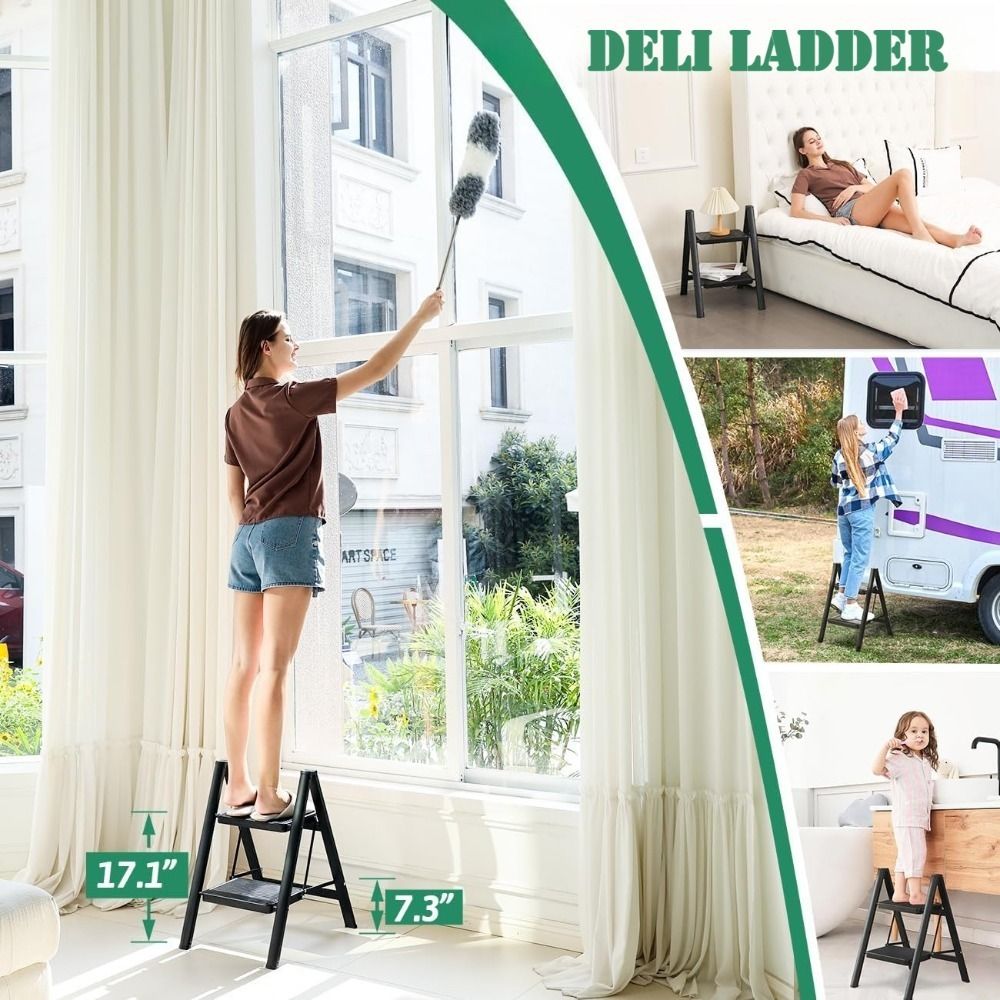 Folding Step Stool 2 Step Ladder Heavy Duty Stepladder for Home UAE - photo 4