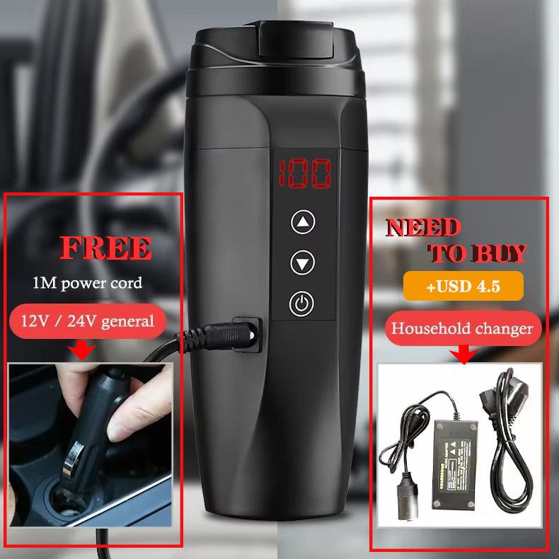 Electric Temperature Control Kettle 12V Car Travel Coffee Mug - photo 2