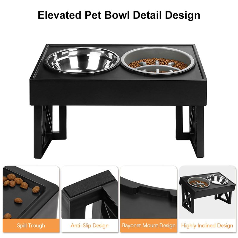 Elevated Dog Bowl Adjustable Height Raised Pet Feeder Stand for Cats - photo 2