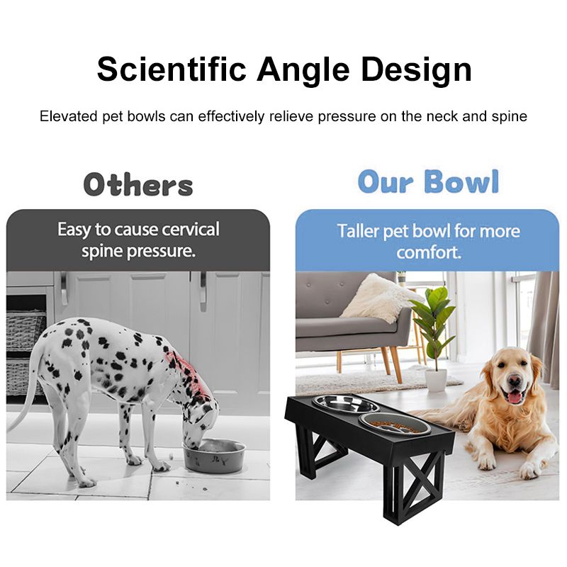 Elevated Dog Bowl Adjustable Height Raised Pet Feeder Stand for Cats - photo 3