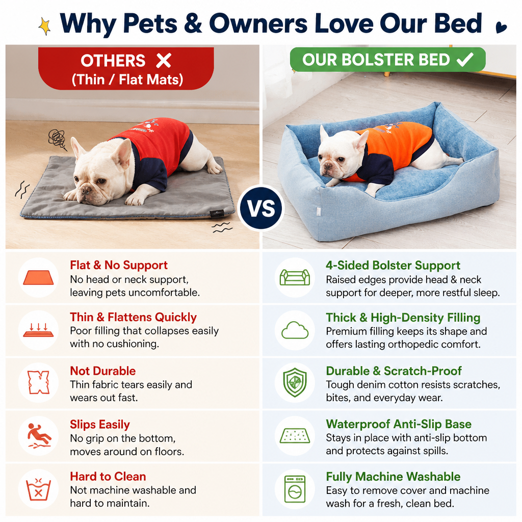Rectangle Pet Sofa Bed - Soft Bolster Dog Bed for Cats & Dogs - photo 4