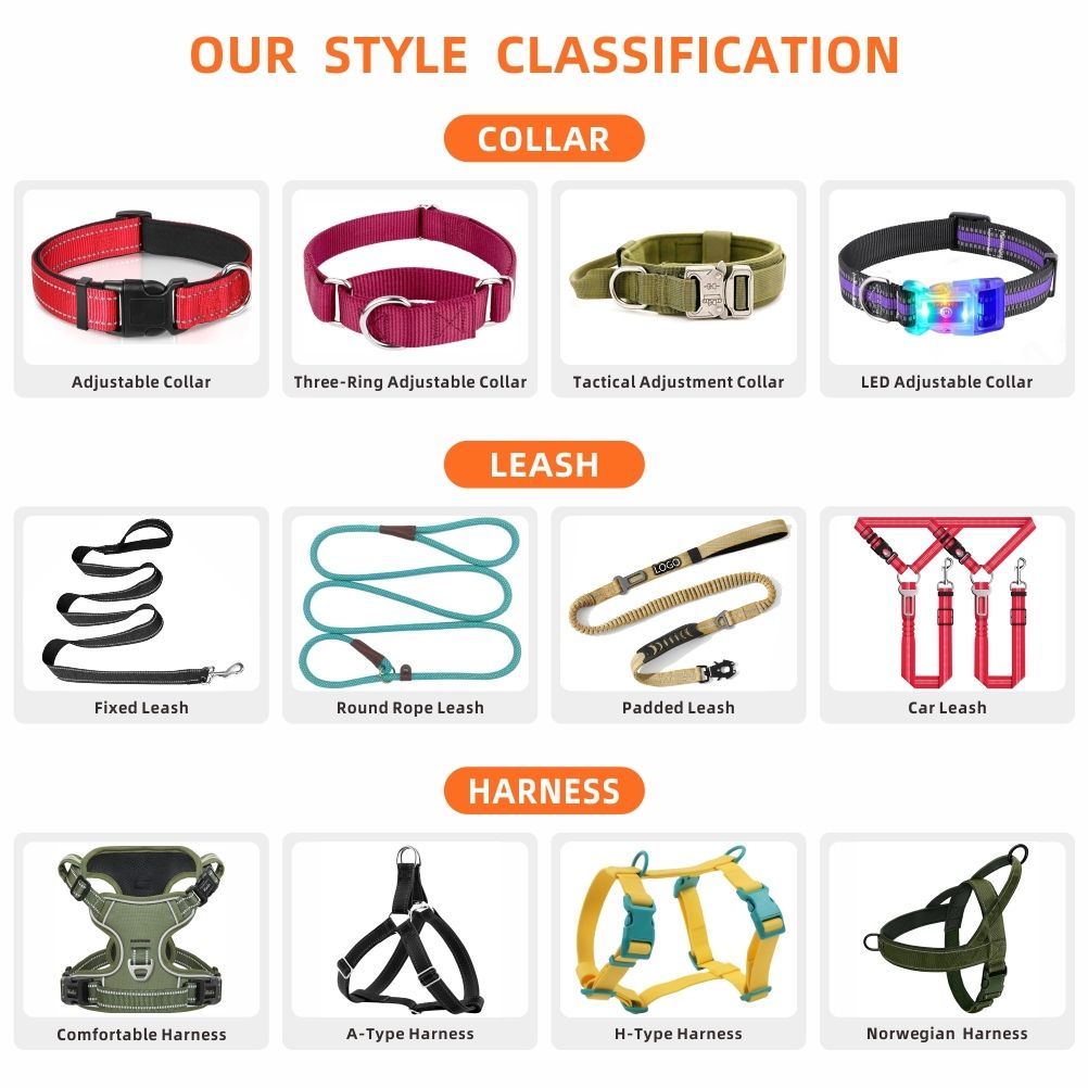 Dog Collar Adjustable Tactical Nylon with Traction Rope D-Ring - photo 4