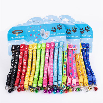 Cat Collar with Bell Cute Cartoon Print Reflective Pet Collar - photo 1