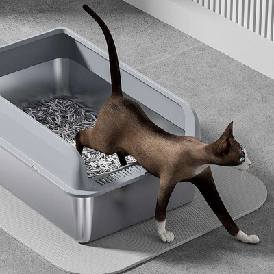Cat Litter Box Tray with Scoop - High Sided Stainless Steel for Cats - photo 1