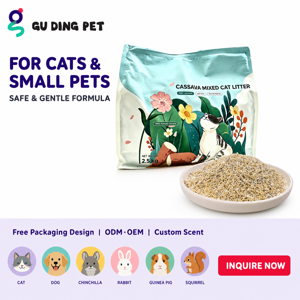 Cat Litter Clumping Cassava Mixed 2.5KG Low Odor for Small Pets - photo 1