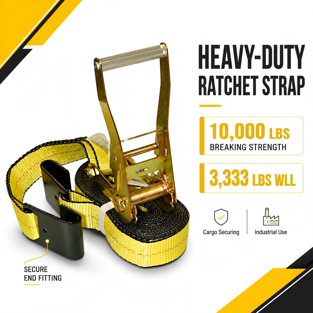 Wholesale Yellow Polyester 50mm Ratchet Tie Down Strap 10000 LBS - photo 3
