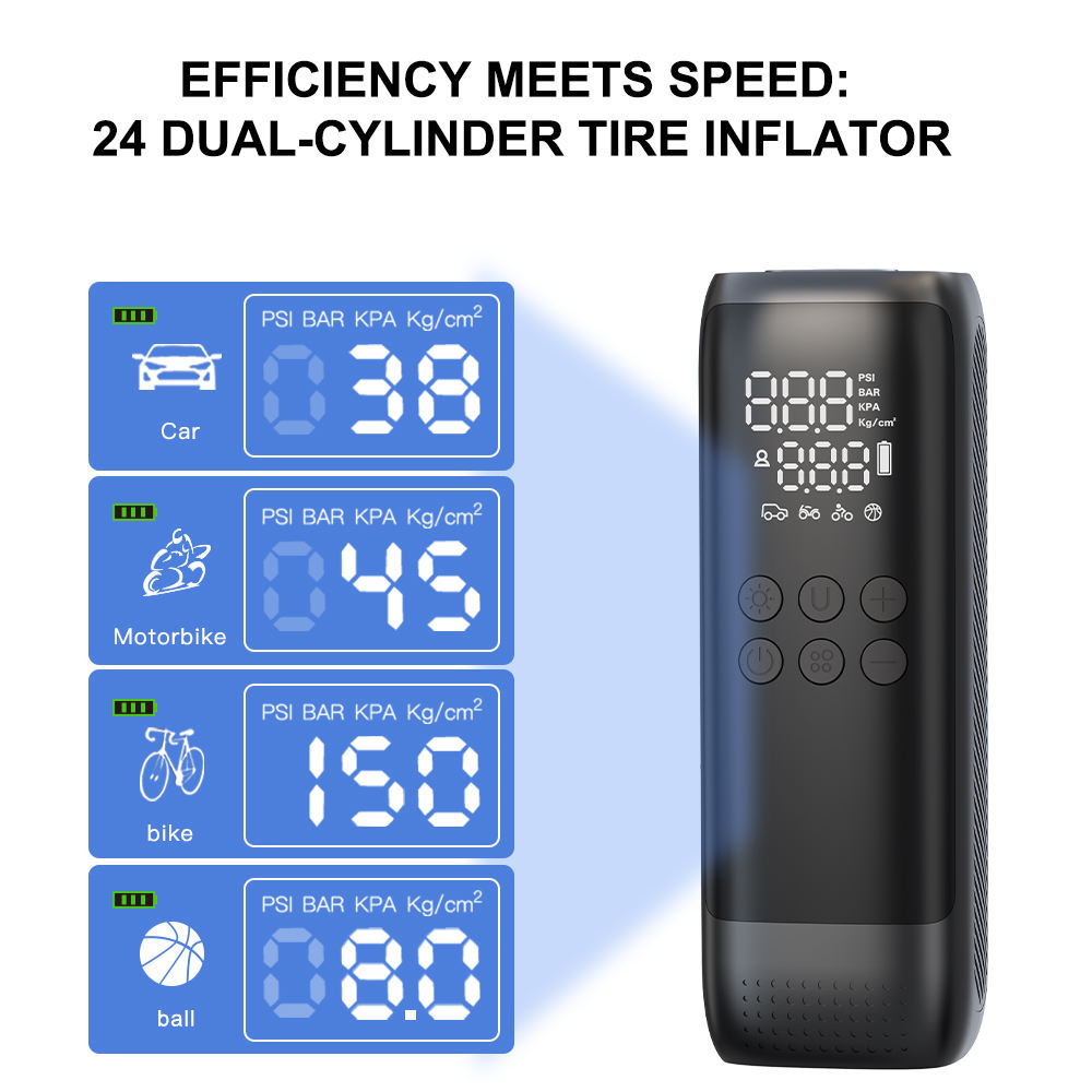 Portable Dual Cylinder Air Inflator 150PSI Car Tire Pump with LED - photo 3