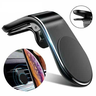 Magnetic Car Air Vent Phone Mount - Strong L Shaped Clip Holder - photo 1