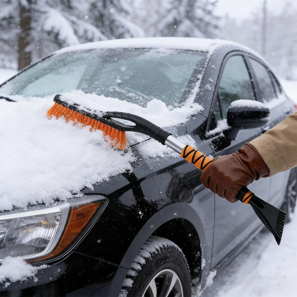 Snow Cleaning Brush with Ice Scraper for Car Wheels & Windows - photo 1