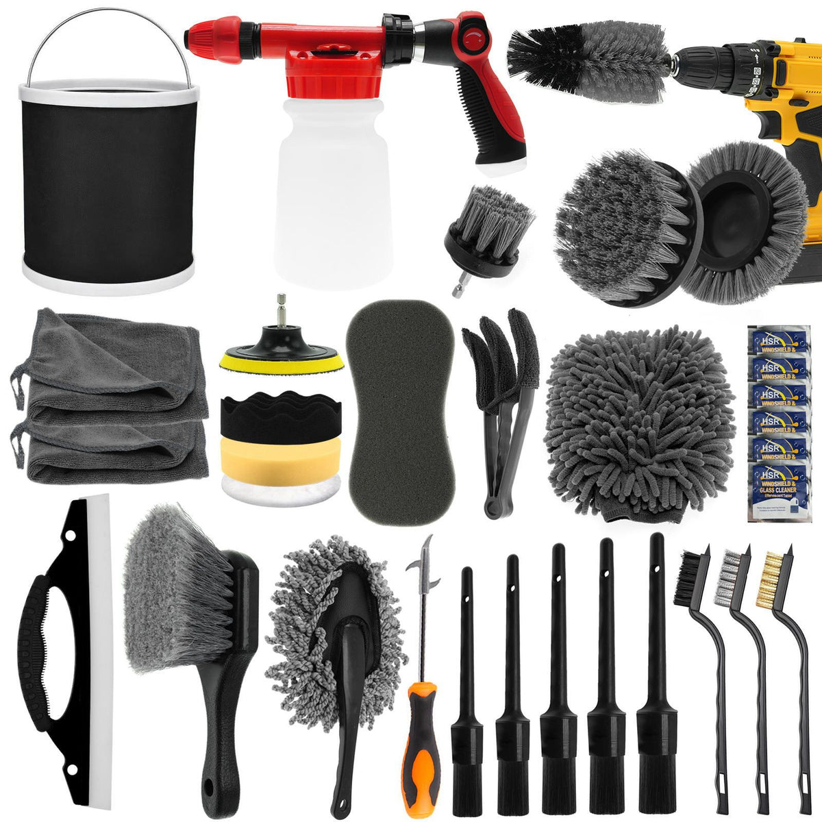 Detailing Brush Set 33 Pcs Car Cleaning Kit with Drill Attachments - photo 1