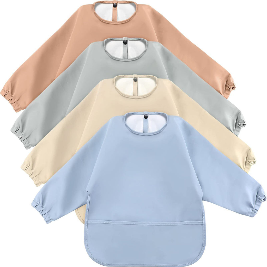 Waterproof Baby Bib with Long Sleeve and Pocket for Messy Meals - photo 1