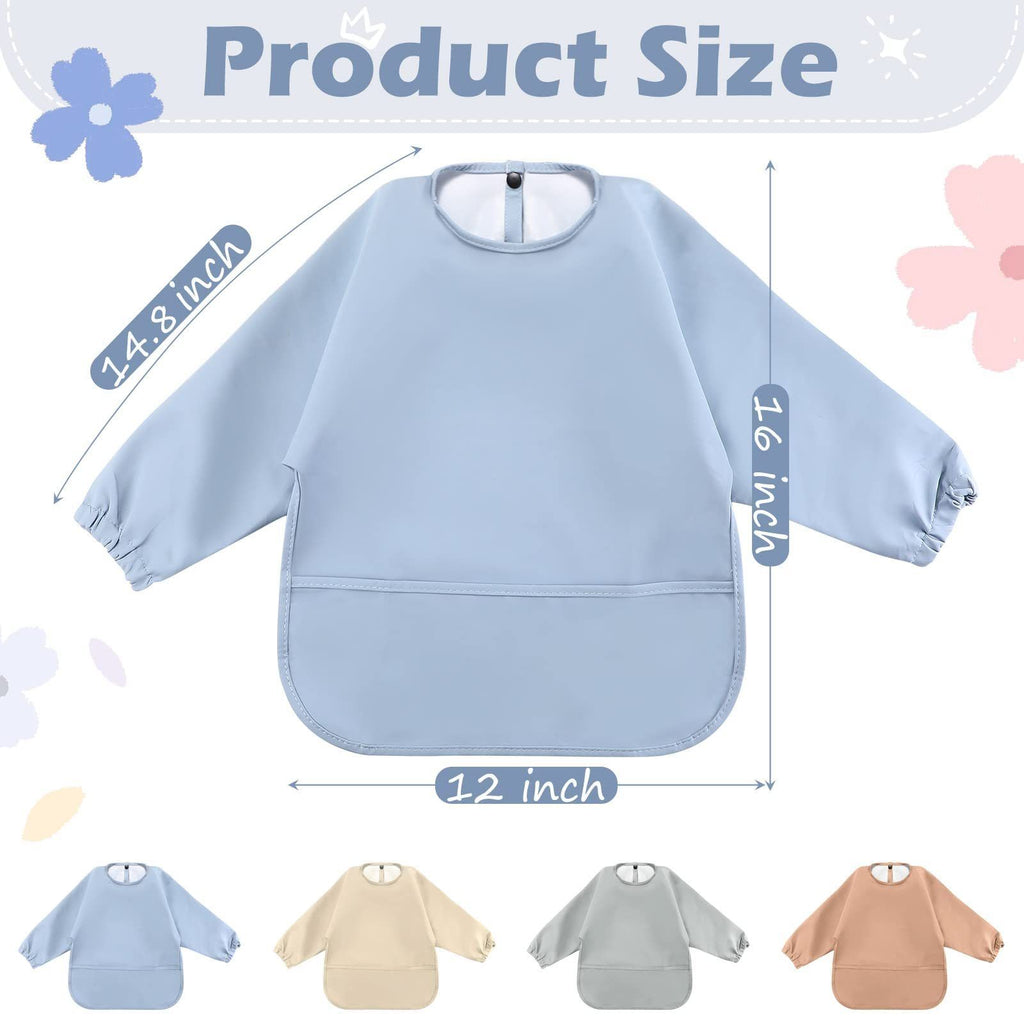 Waterproof Baby Bib with Long Sleeve and Pocket for Messy Meals - photo 2