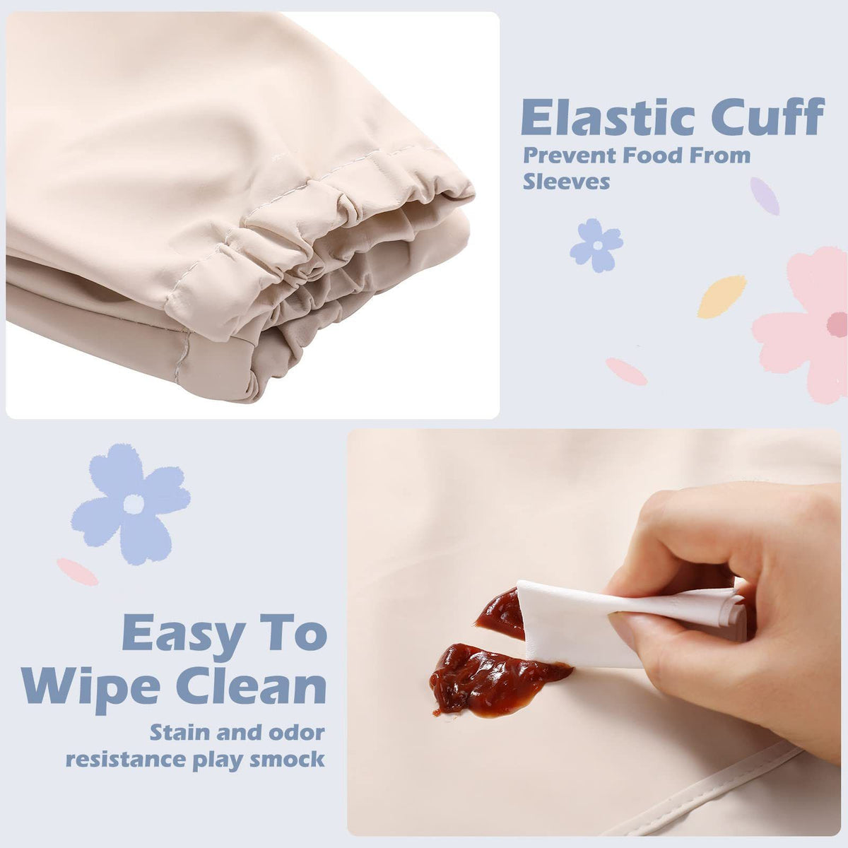 Waterproof Baby Bib with Long Sleeve and Pocket for Messy Meals - photo 4