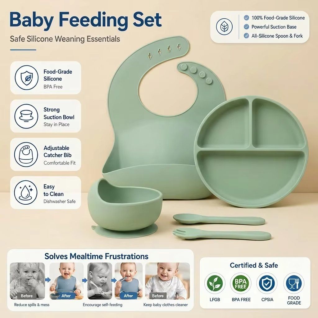 Waterproof Silicone Baby Bibs - Soft Easy Clean Bibs for Babies - photo 2
