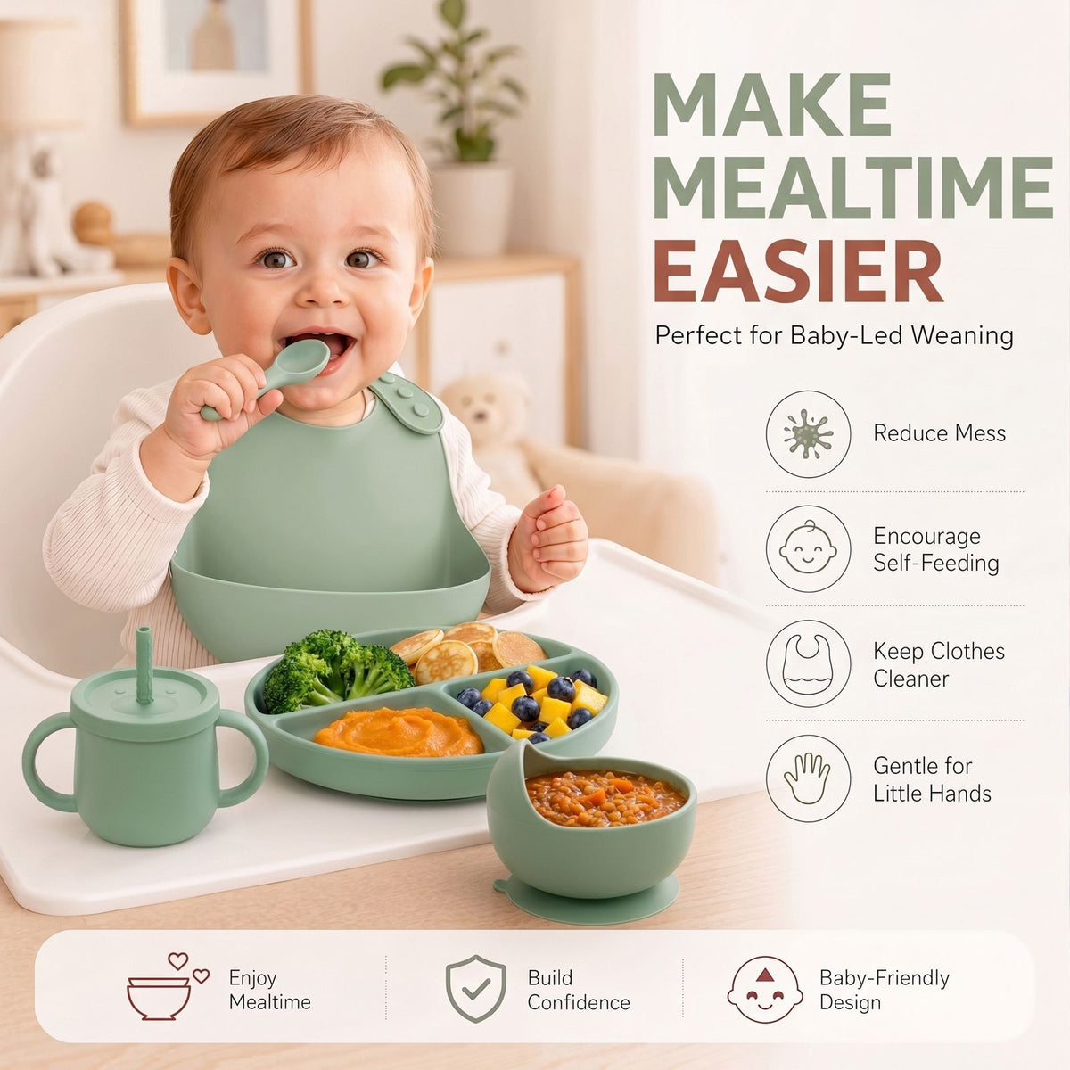 Waterproof Silicone Baby Bibs - Soft Easy Clean Bibs for Babies - photo 3