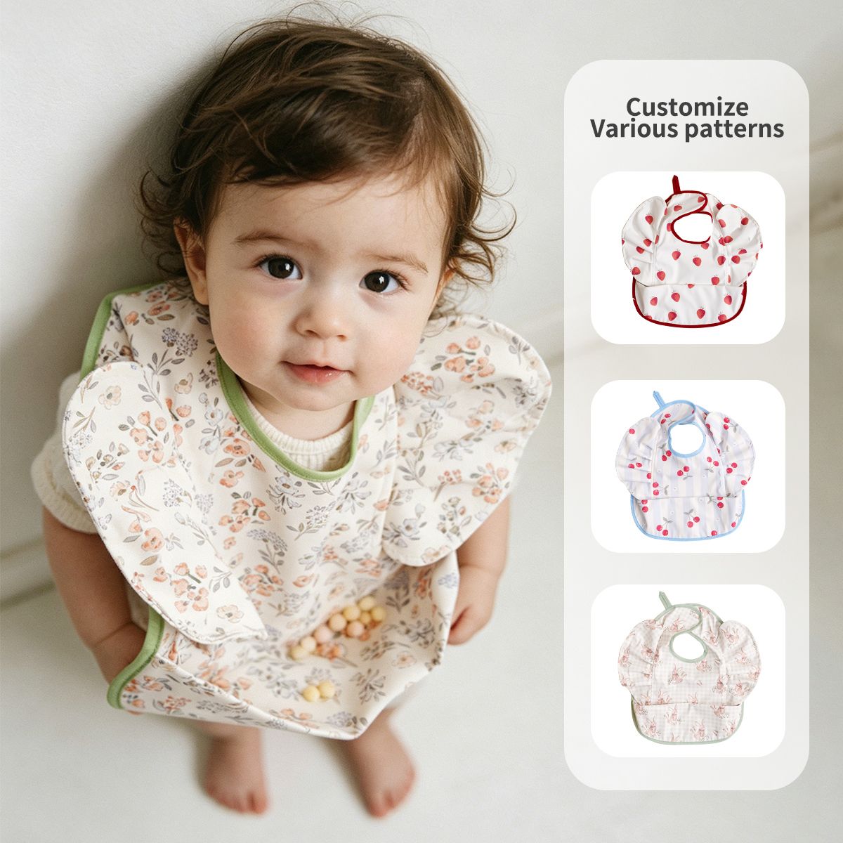 Baby Bib Waterproof Batwing Design with Food Pocket for Infants - photo 2