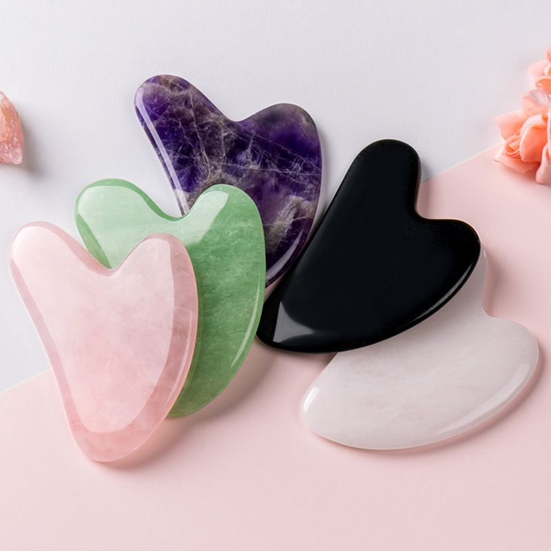 Jade Roller Facial Massage Tool with Gua Sha Stone, Gift Box Set - photo 1