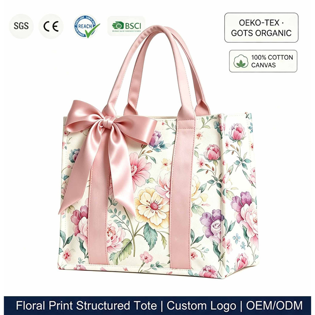 Flower Print Canvas Tote Bag - Reusable Shopping Bag for Daily Use - photo 2