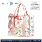 Flower Print Canvas Tote Bag - Reusable Shopping Bag for Daily Use - photo 2