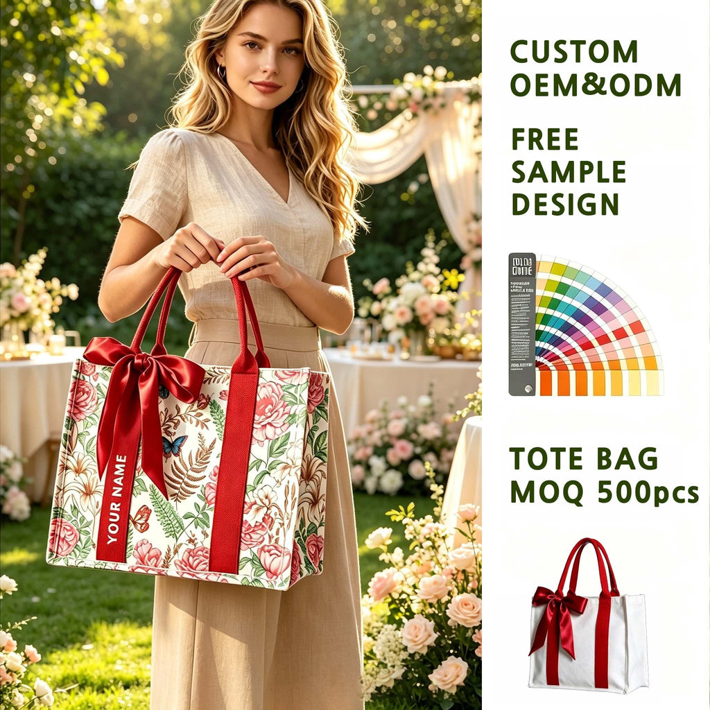 Flower Print Canvas Tote Bag - Reusable Shopping Bag for Daily Use - photo 3